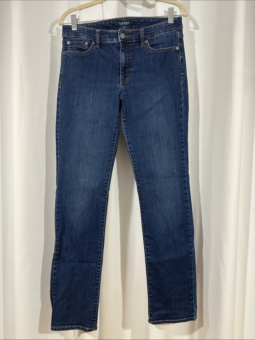 Lauren Ralph Lauren Modern Straight Curvy Jeans Size 6 Dark Wash Stretch Denim